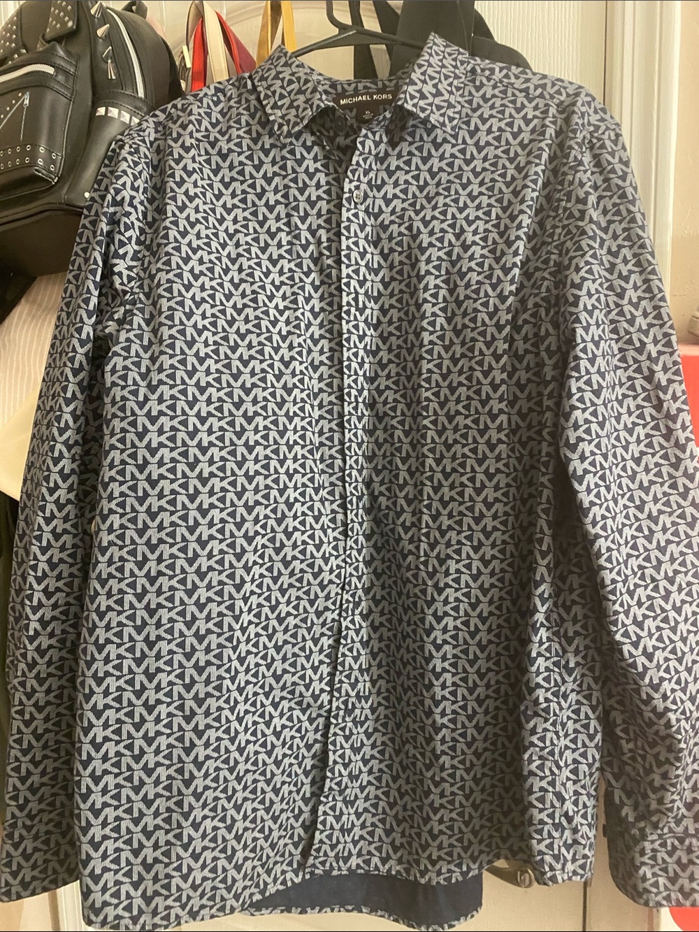 Michael Kors Navy & White MK Monogram Button-Up Shirt